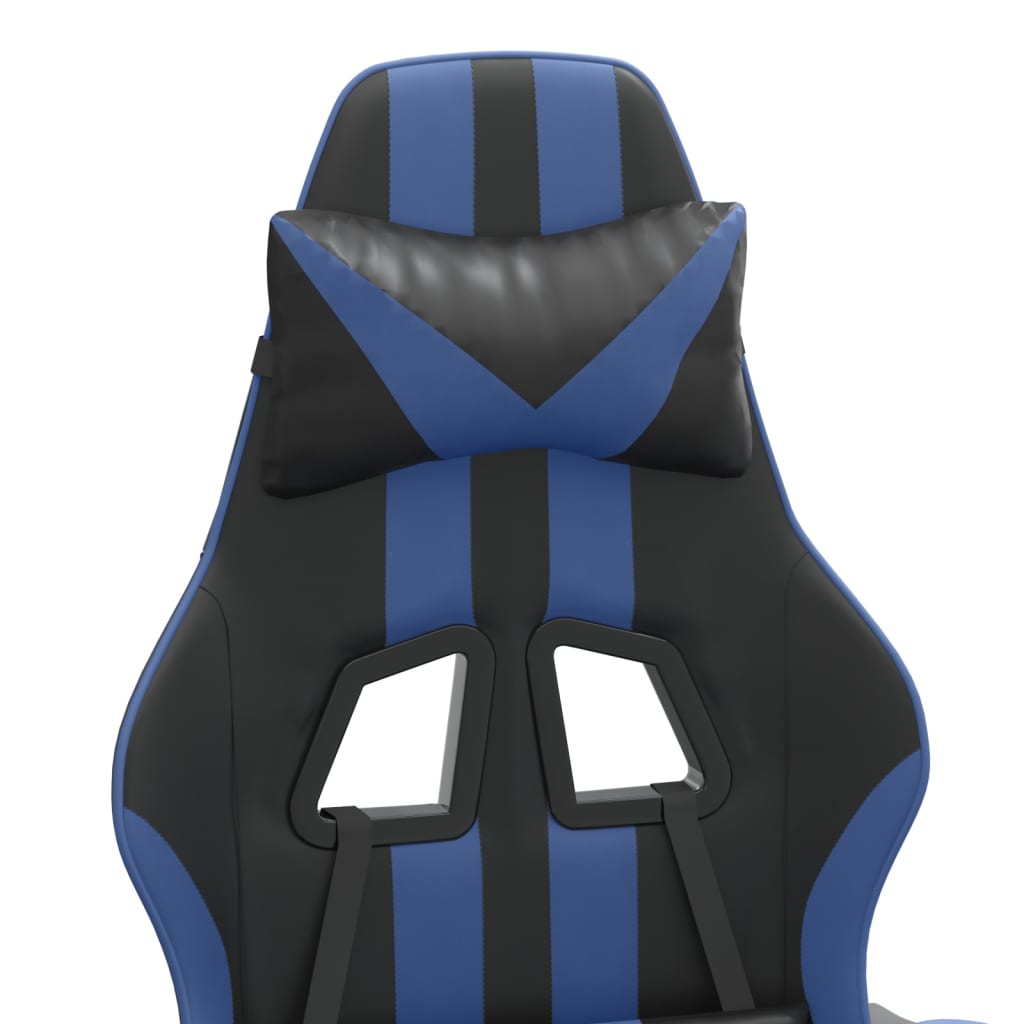 Gaming-Stuhl mit Fußstütze Drehbar Schwarz & Blau Kunstleder