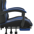 Gaming-Stuhl mit Fußstütze Drehbar Schwarz & Blau Kunstleder