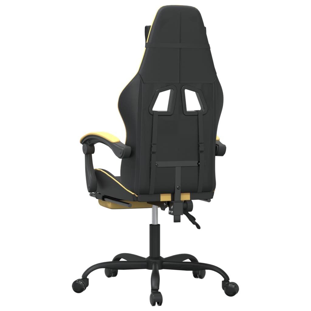 Gaming-Stuhl mit Fußstütze Drehbar Schwarz & Golden Kunstleder