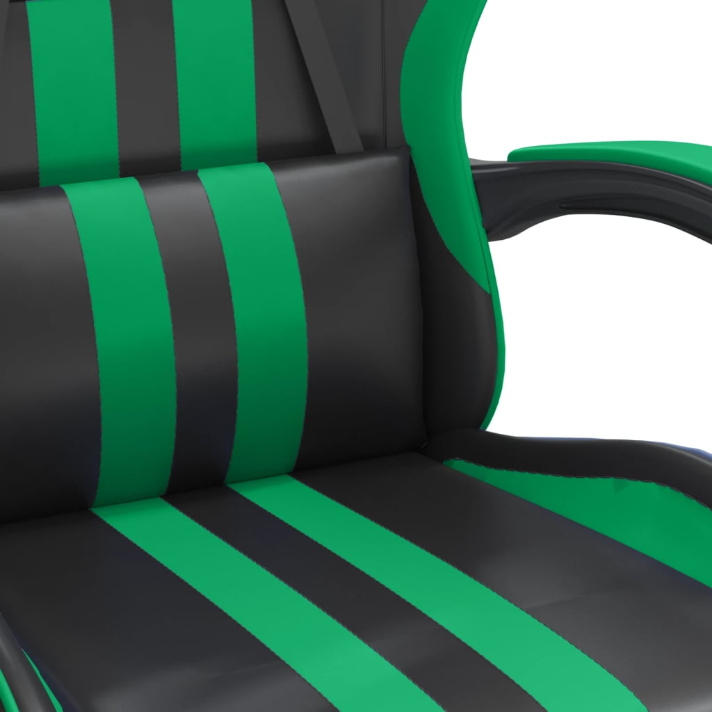 Gaming-Stuhl mit Fußstütze Drehbar Schwarz & Grün Kunstleder