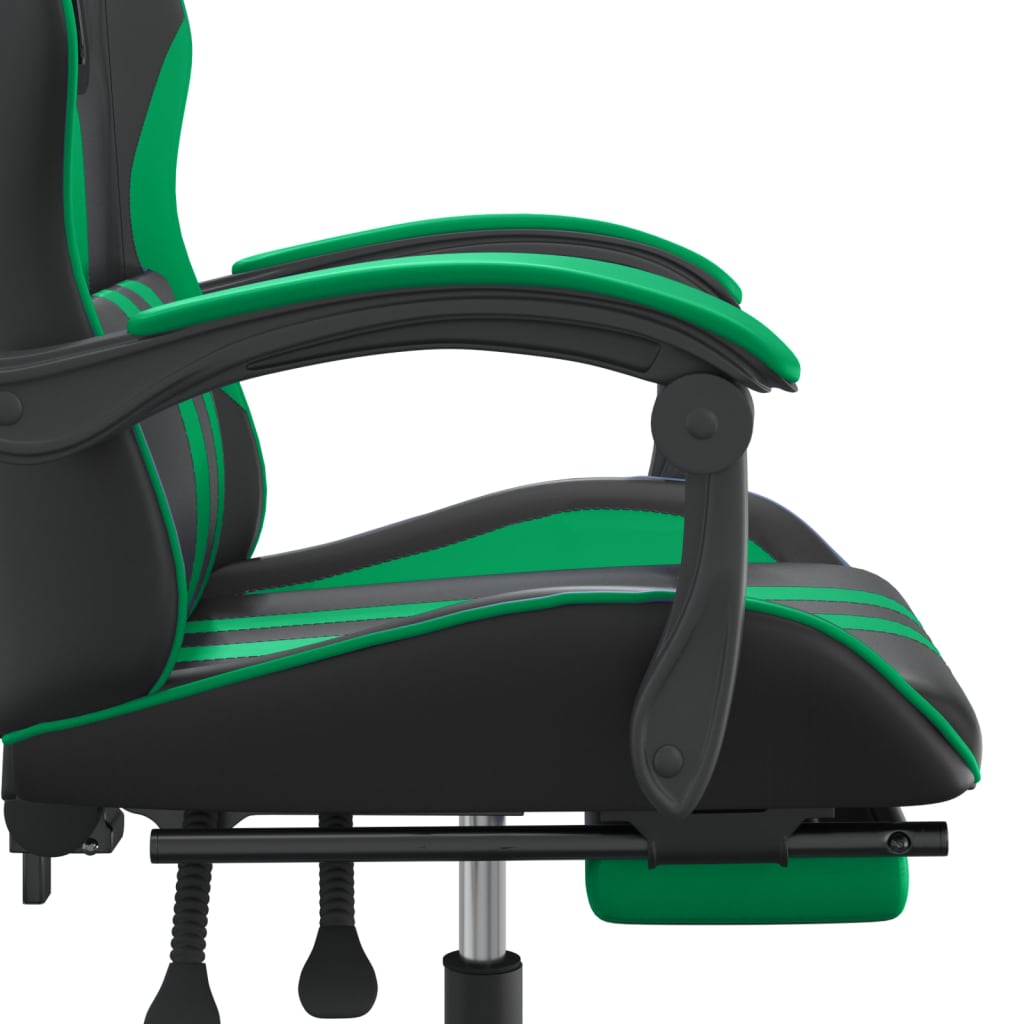 Gaming-Stuhl mit Fußstütze Drehbar Schwarz & Grün Kunstleder