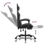 Gaming-Stuhl mit Fußstütze Drehbar Schwarz & Grau Kunstleder