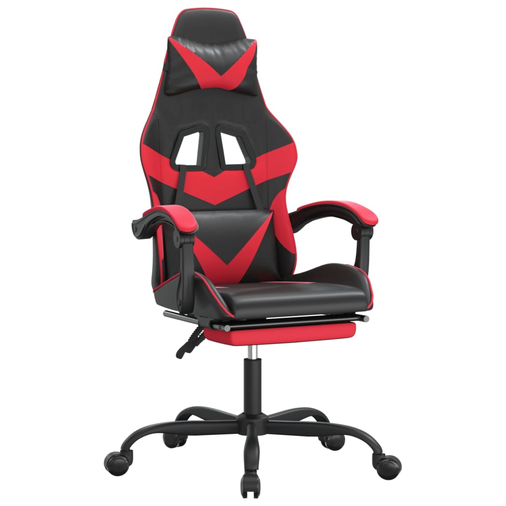 Gaming-Stuhl mit Fußstütze Drehbar Schwarz & Rot Kunstleder