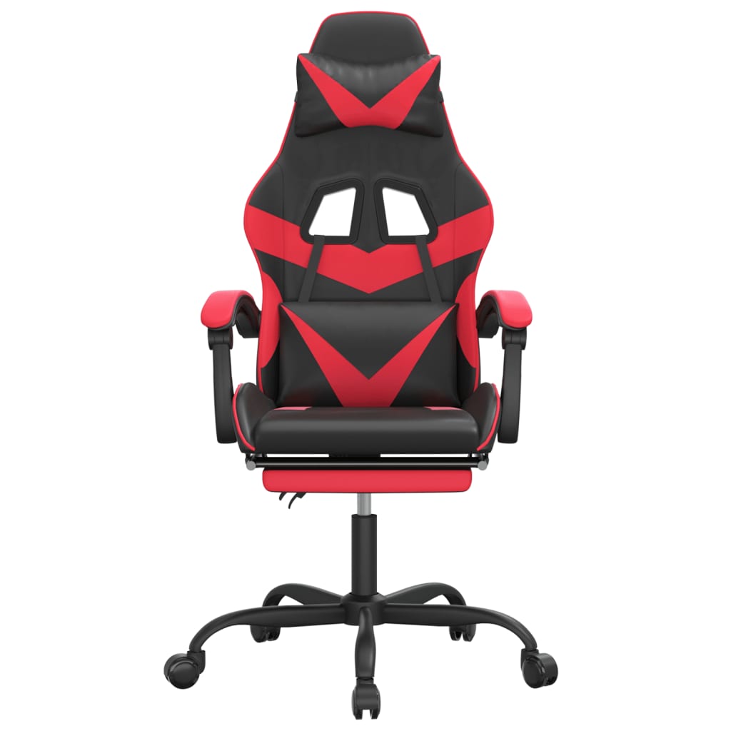 Gaming-Stuhl mit Fußstütze Drehbar Schwarz & Rot Kunstleder