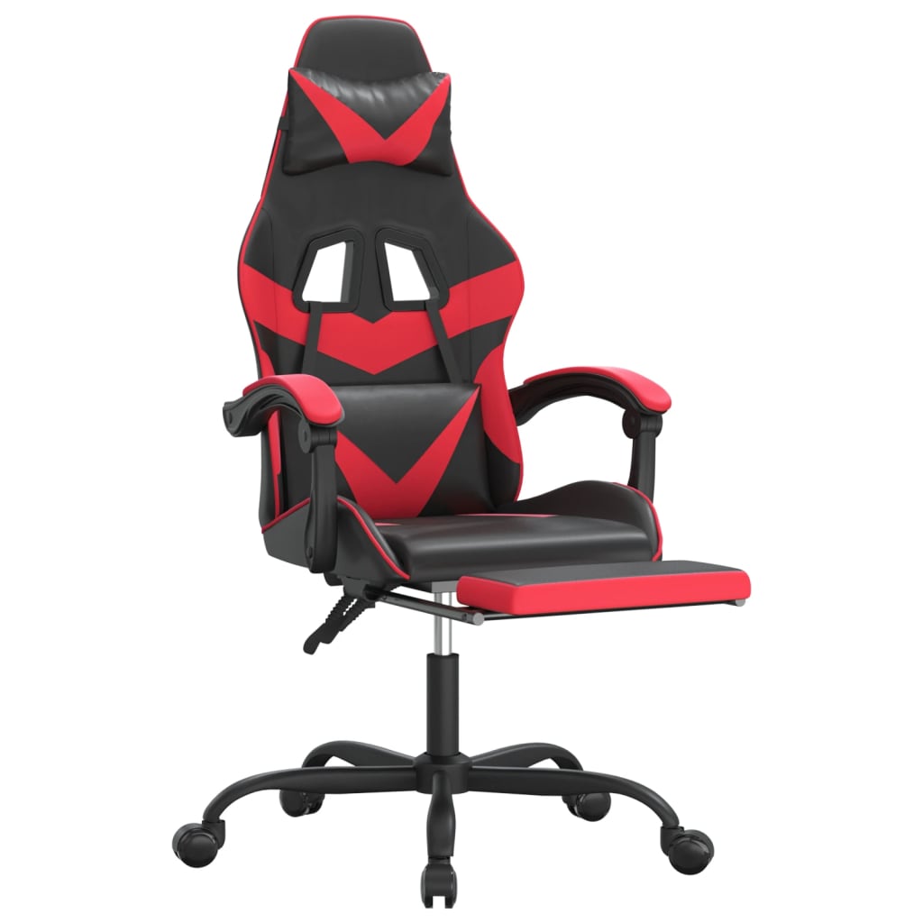 Gaming-Stuhl mit Fußstütze Drehbar Schwarz & Rot Kunstleder