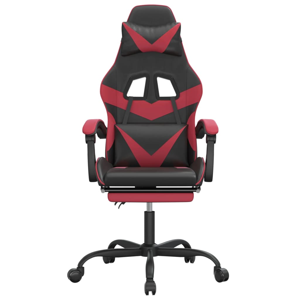 Gaming-Stuhl mit Fußstütze Drehbar Schwarz & Weinrot Kunstleder