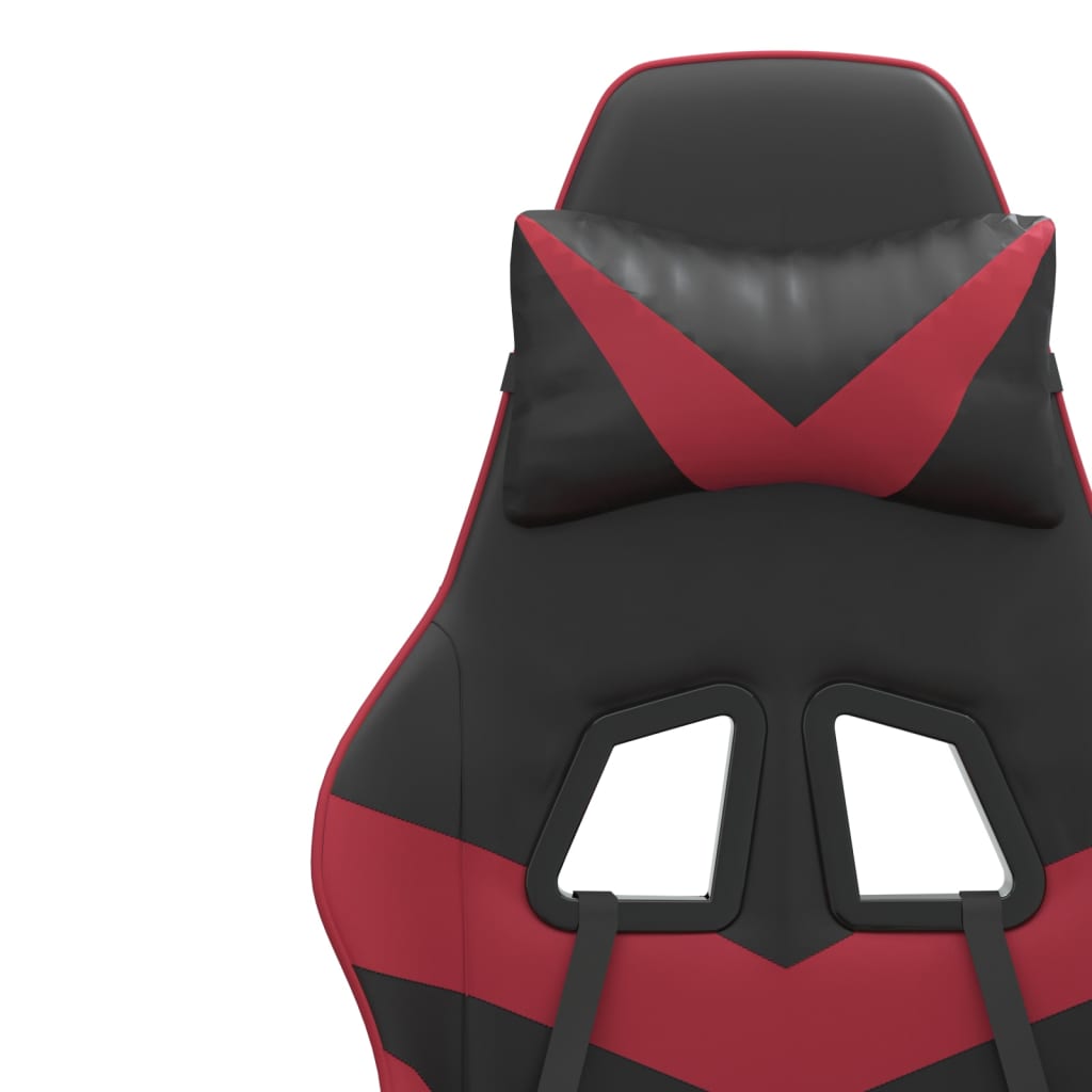 Gaming-Stuhl mit Fußstütze Drehbar Schwarz & Weinrot Kunstleder