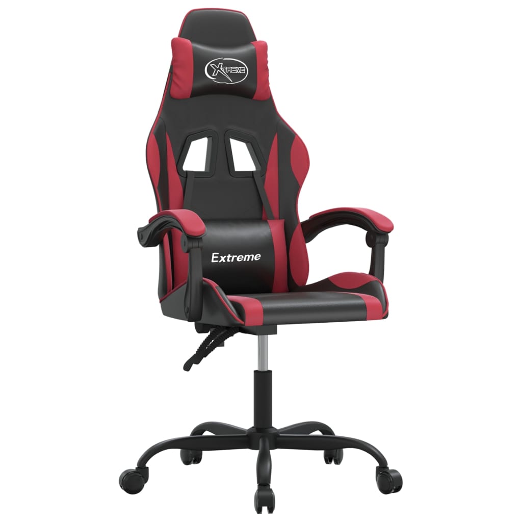 Gaming-Stuhl Drehbar Schwarz und Weinrot Kunstleder