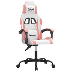 Gaming-Stuhl Drehbar Weiß und Rosa Kunstleder