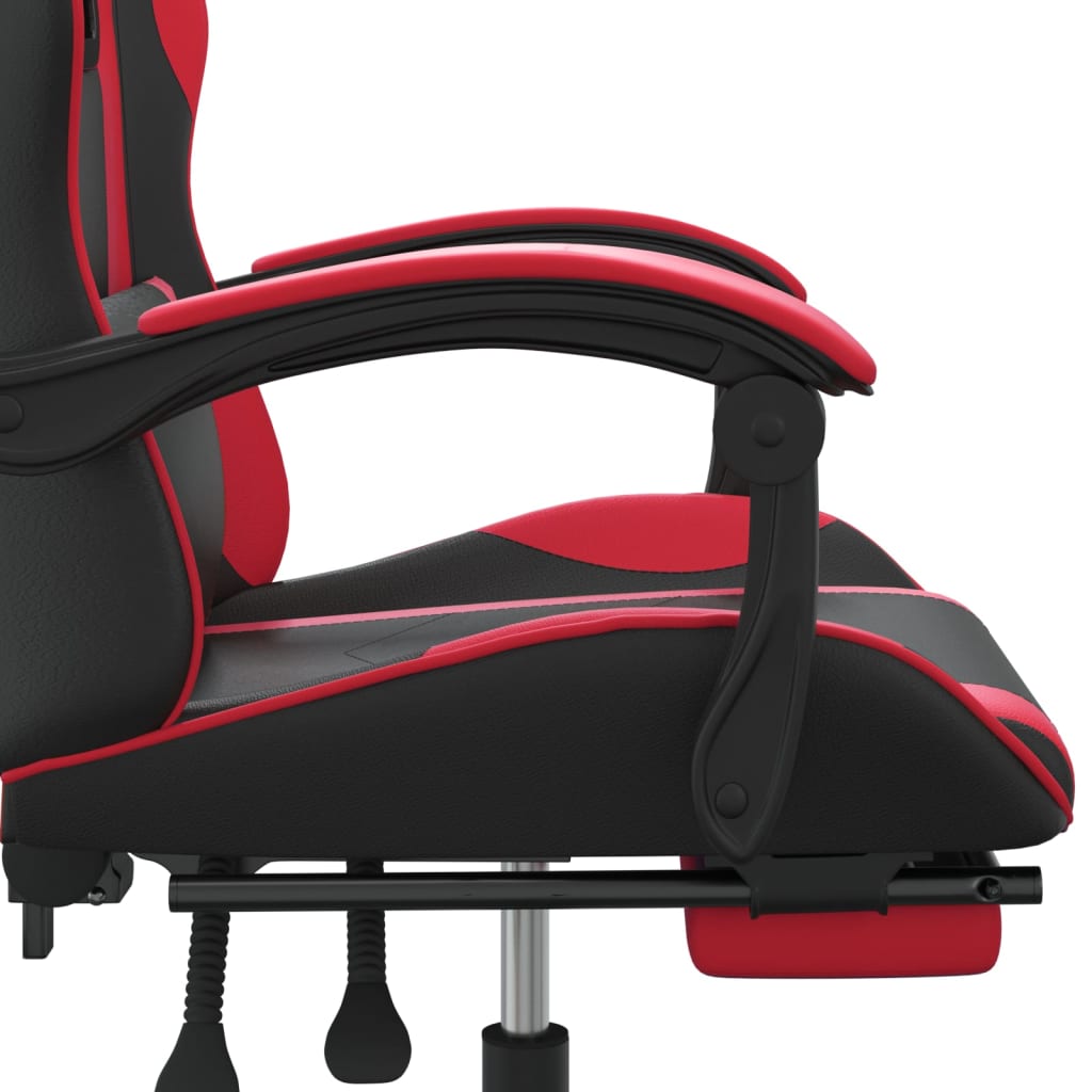 Gaming-Stuhl mit Fußstütze Drehbar Schwarz & Rot Kunstleder