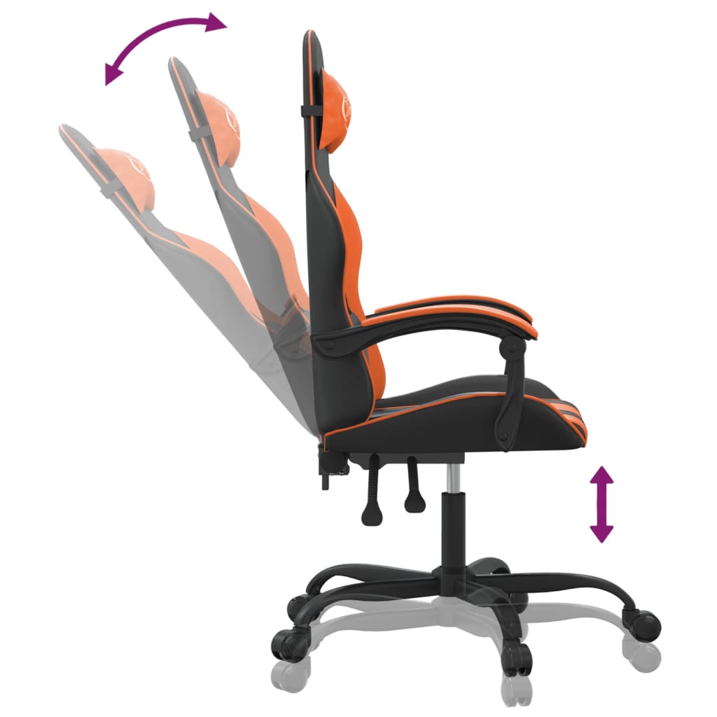 Gaming-Stuhl Drehbar Schwarz und Orange Kunstleder