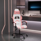 Gaming-Stuhl Drehbar Weiß und Rosa Kunstleder