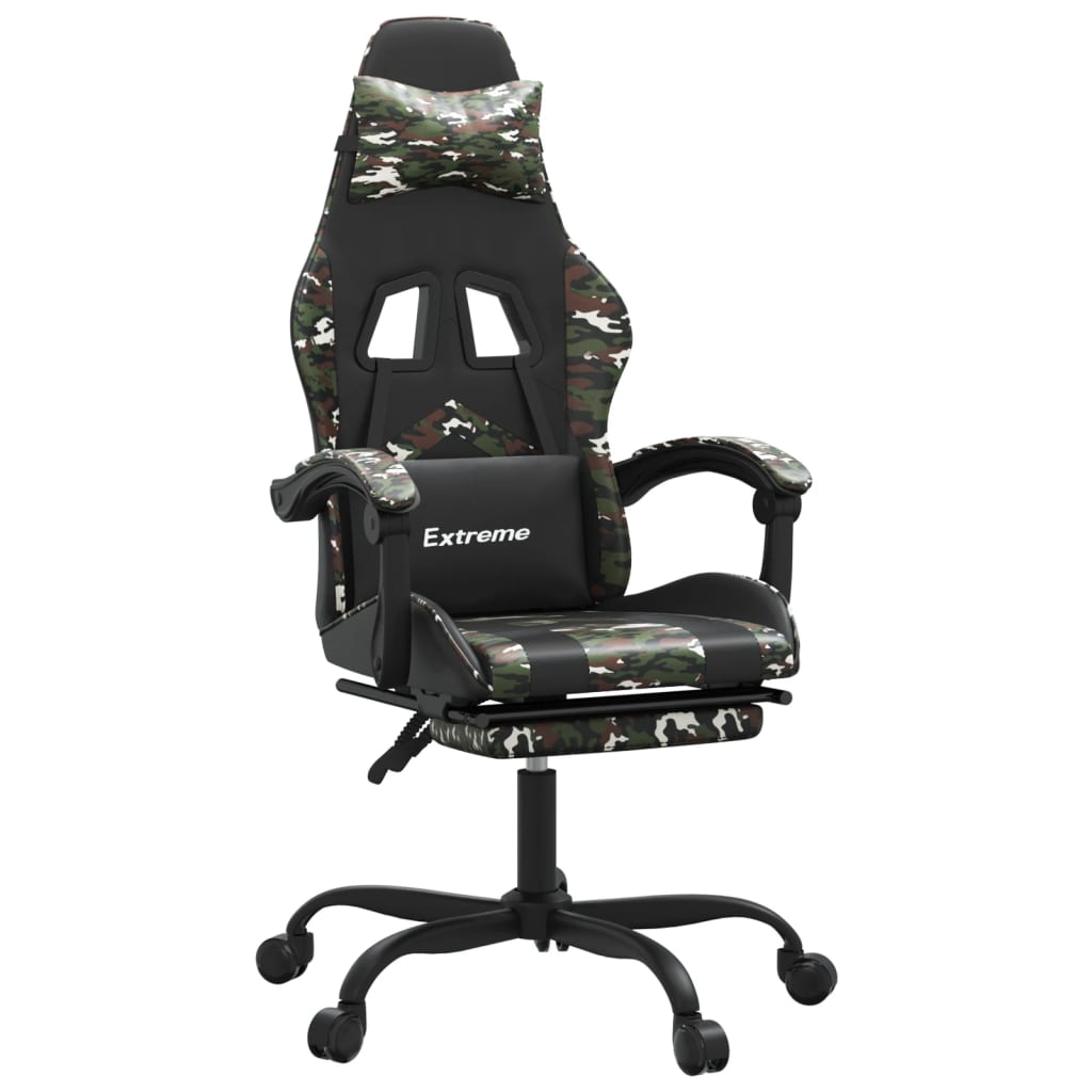 Gamingstuhl mit Fußstütze Drehbar Schwarz Tarnfarben Kunstleder