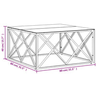 Couchtisch 80x80x40 cm Edelstahl und Glas