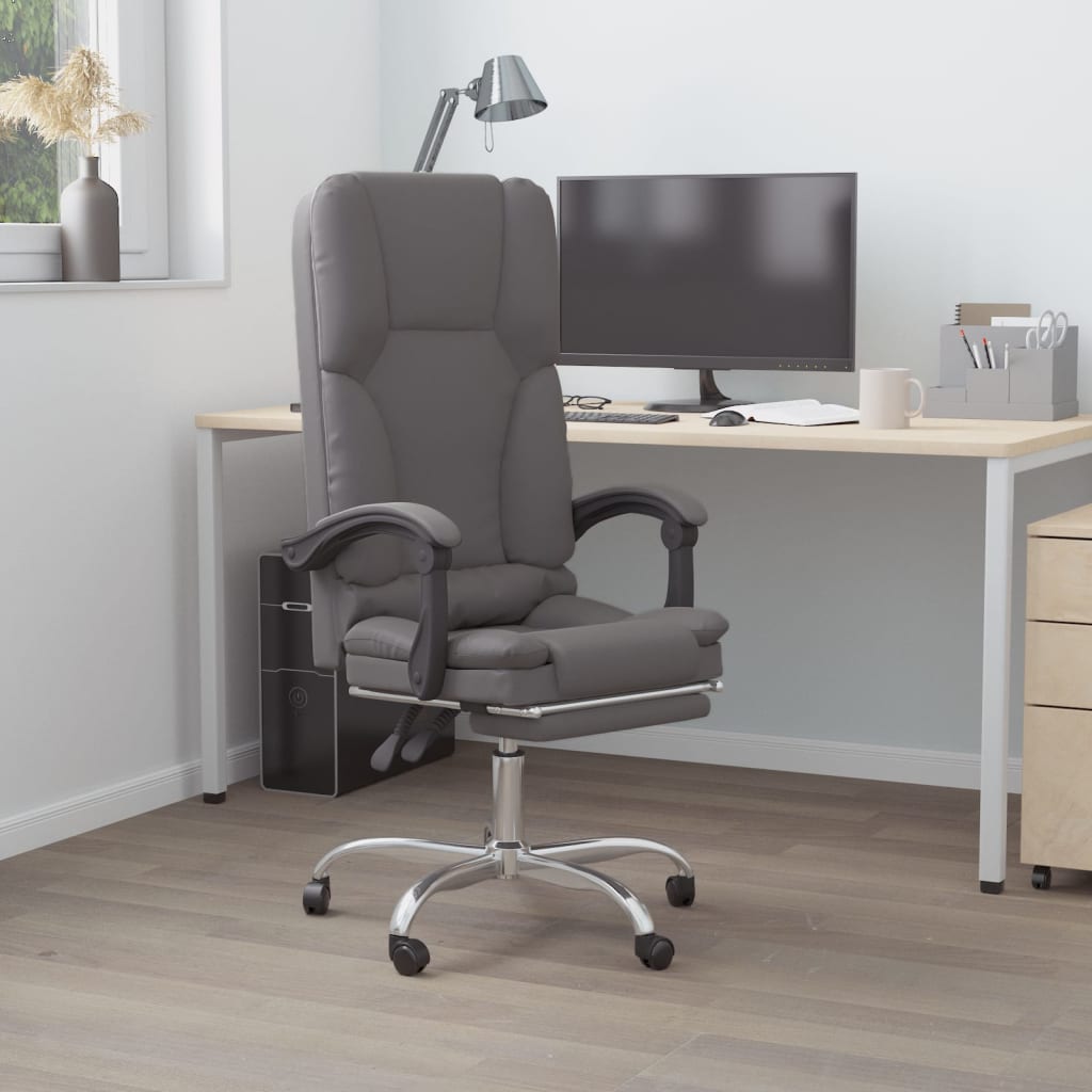 Bürostuhl mit Massagefunktion Grau Kunstleder