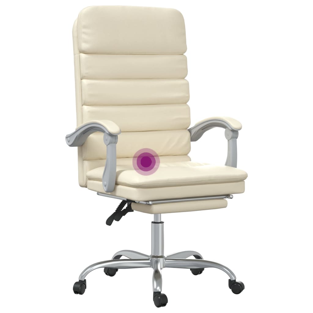 Bürostuhl mit Massagefunktion Creme Kunstleder