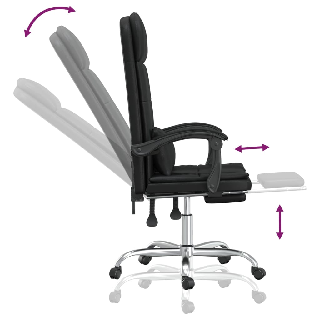 Massage-Bürostuhl mit Liegefunktion Schwarz Kunstleder