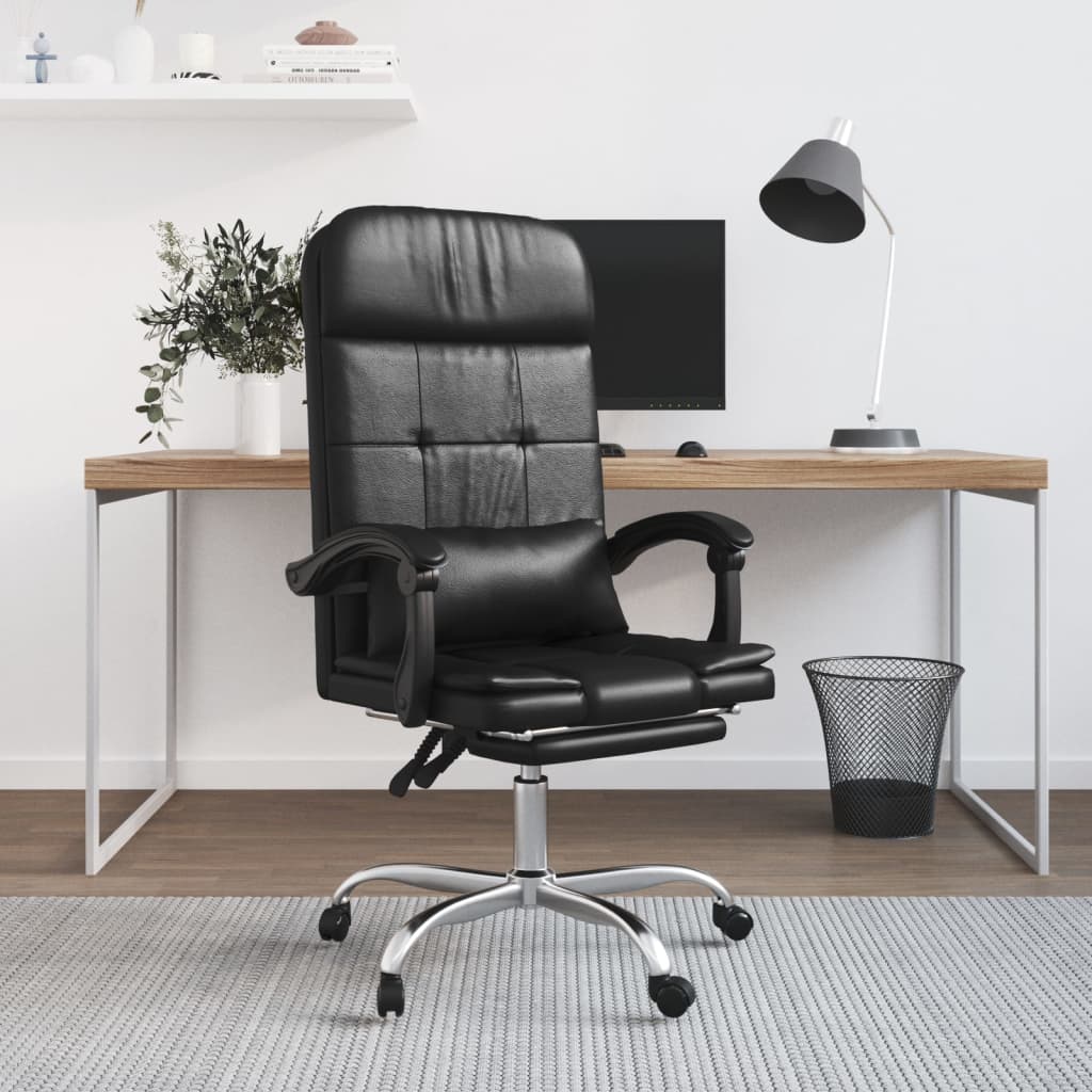 Massage-Bürostuhl mit Liegefunktion Schwarz Kunstleder