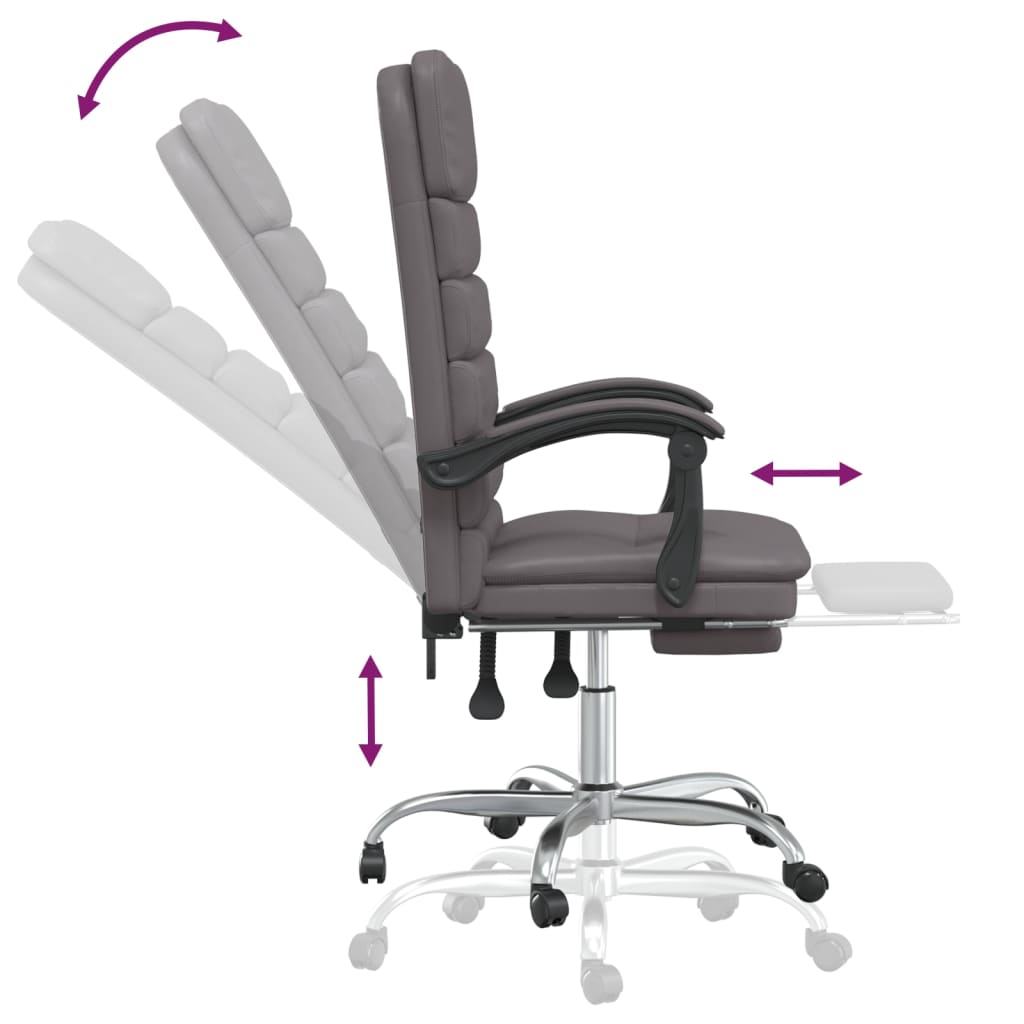 Massage-Bürostuhl mit Liegefunktion Grau Kunstleder