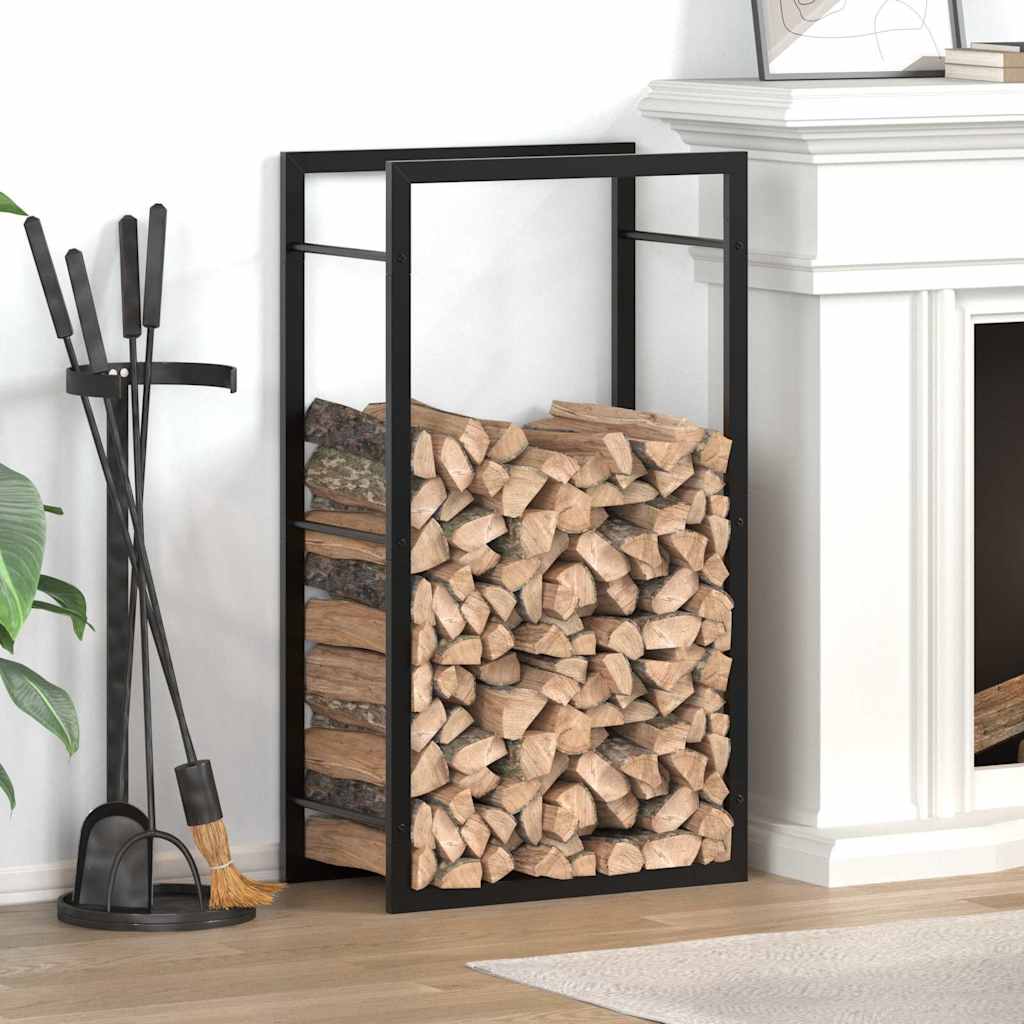 vidaXL Brennholzregal Mattschwarz 50x28x94 cm Stahl