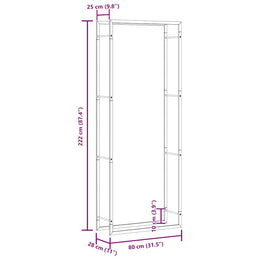 vidaXL Brennholzregal Mattschwarz 80 x 28 x 222 cm Stahl