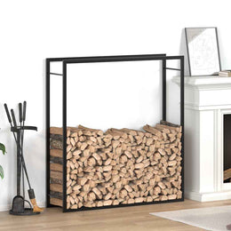 vidaXL Brennholzregal Mattschwarz 110x28x116 cm Stahl