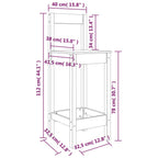 Barstühle 2 Stk. Weiß 40x41,5x112 cm Massivholz Kiefer