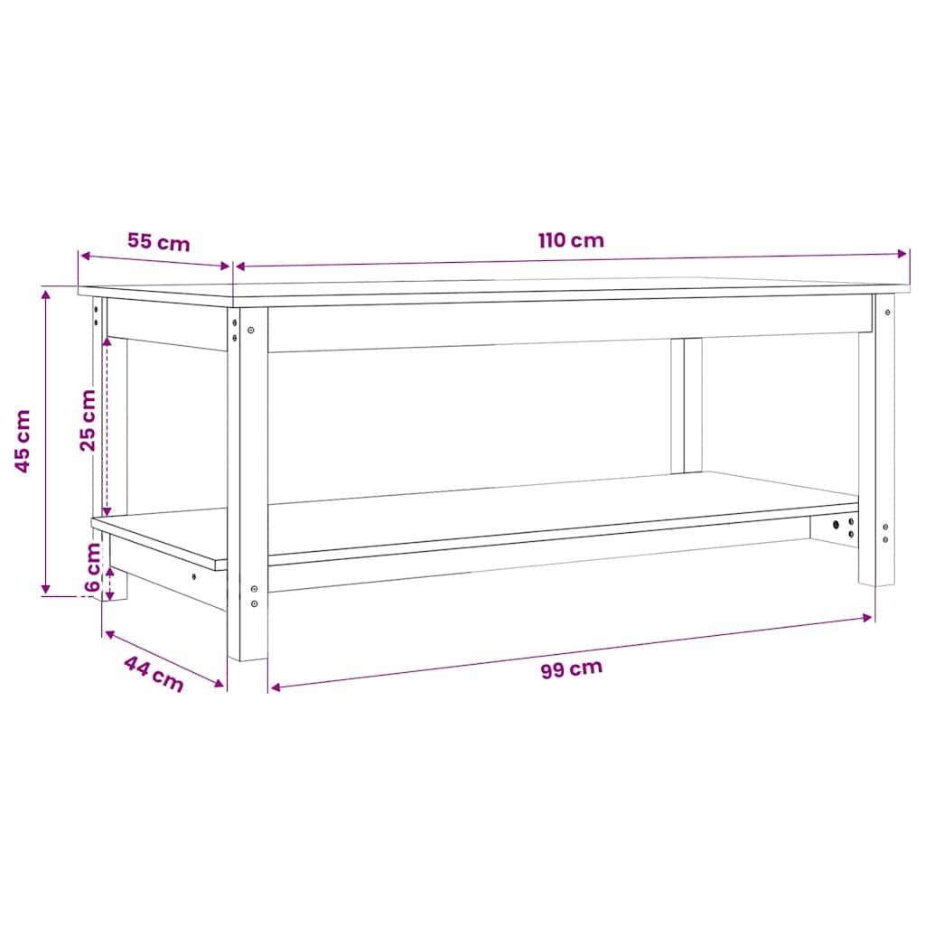 Couchtisch Honigbraun 110x55x45 cm Massivholz Kiefer