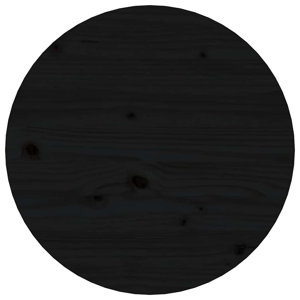 Couchtisch Schwarz Ø 45x40 cm Massivholz Kiefer