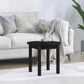 Couchtisch Schwarz Ø 45x40 cm Massivholz Kiefer