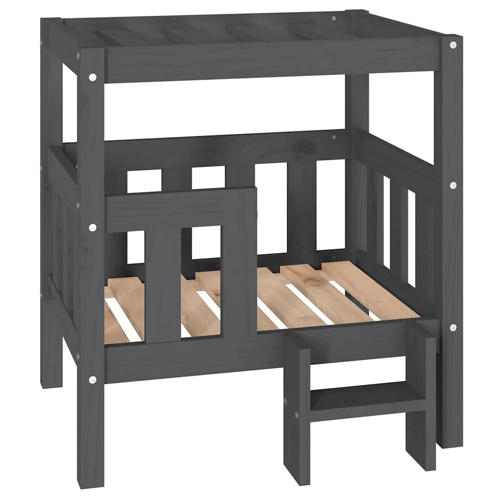 Hundebett Grau 65,5x50,5x70 cm Massivholz Kiefer