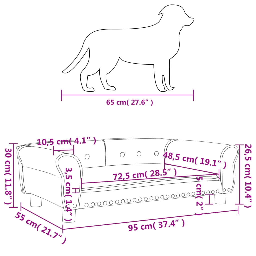 Hundebett Blau 95x55x30 cm Samt