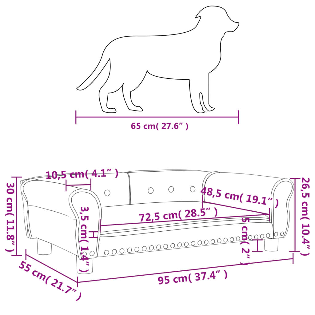 Hundebett Braun 95x55x30 cm Samt