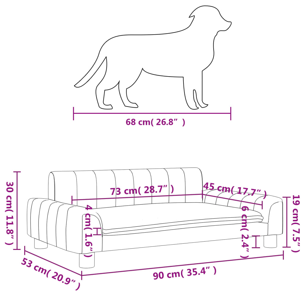 Hundebett Taupe 90x53x30 cm Stoff