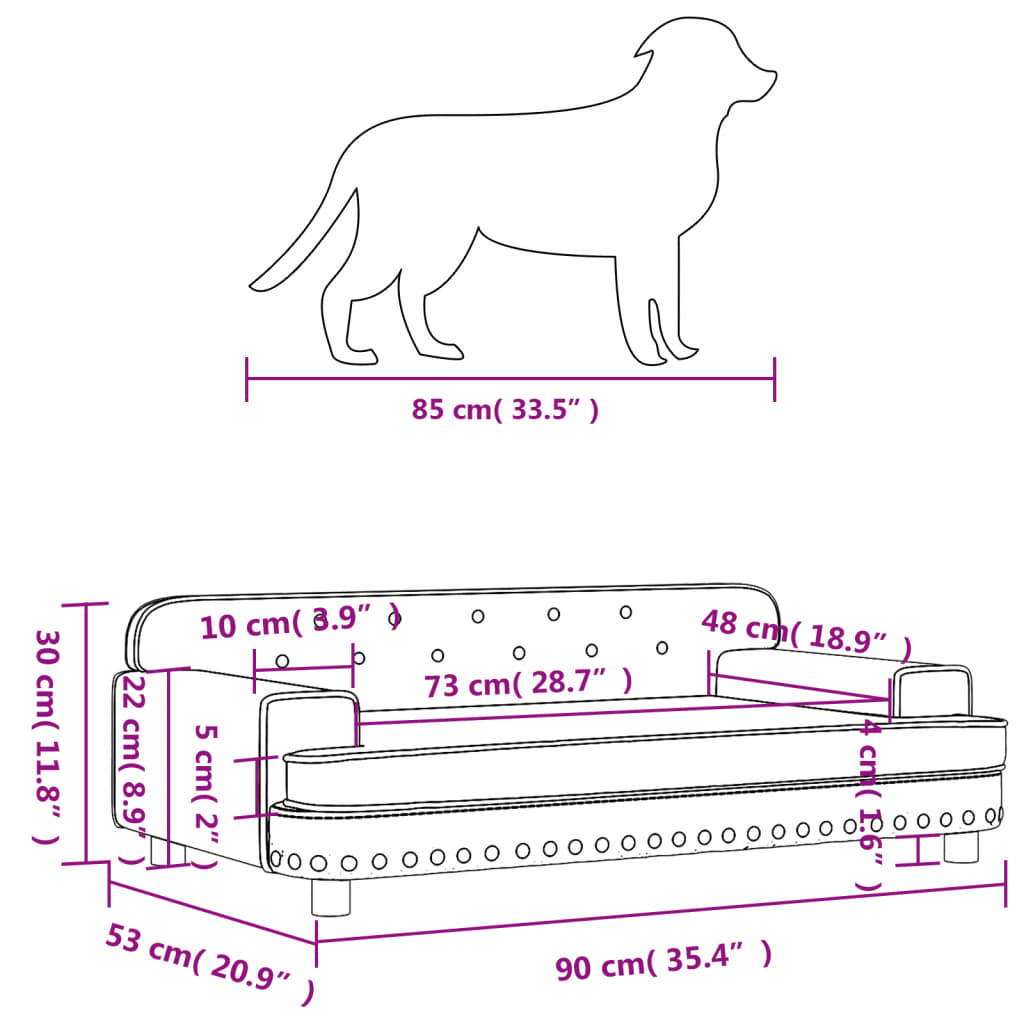 Hundebett Braun 90x53x30 cm Samt