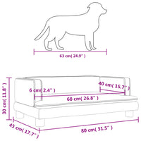 Hundebett Hellgrau 80x45x30 cm Samt