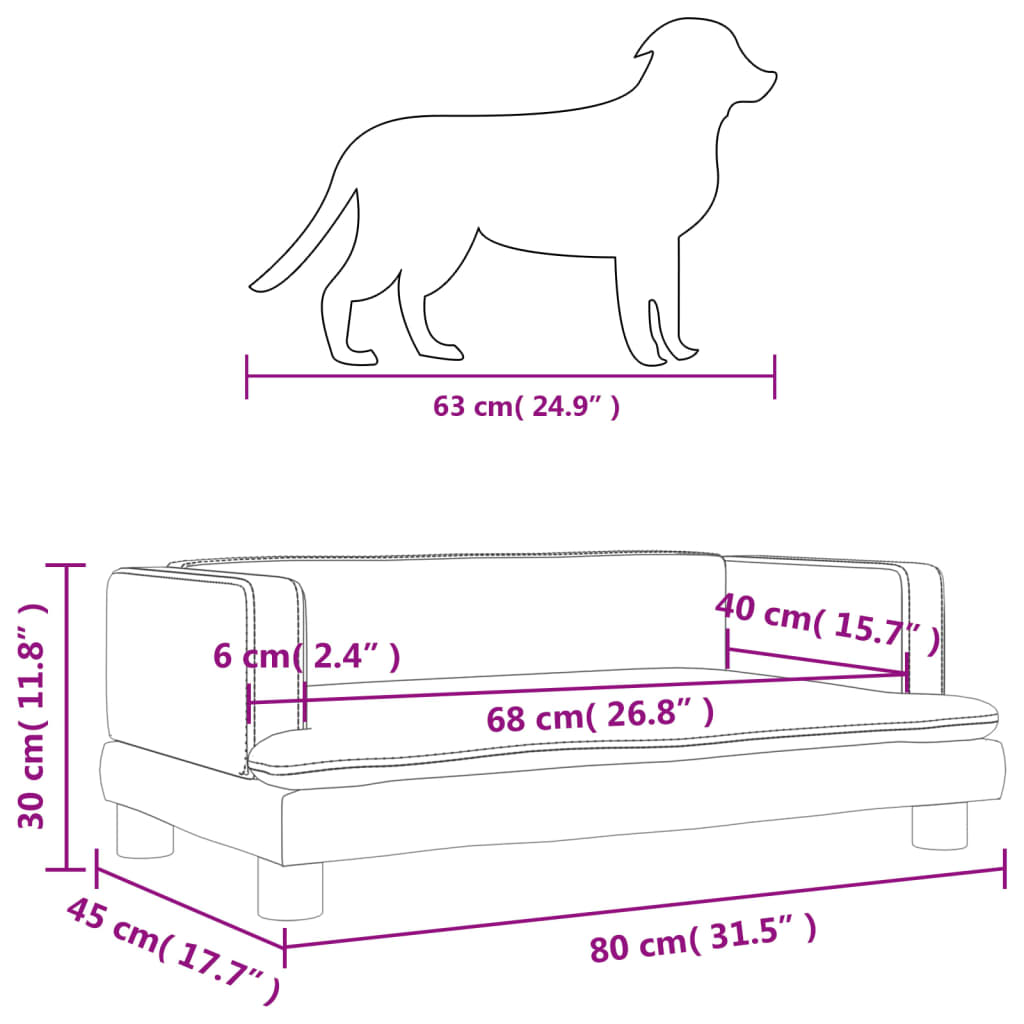 Hundebett Grau 80x45x30 cm Kunstleder