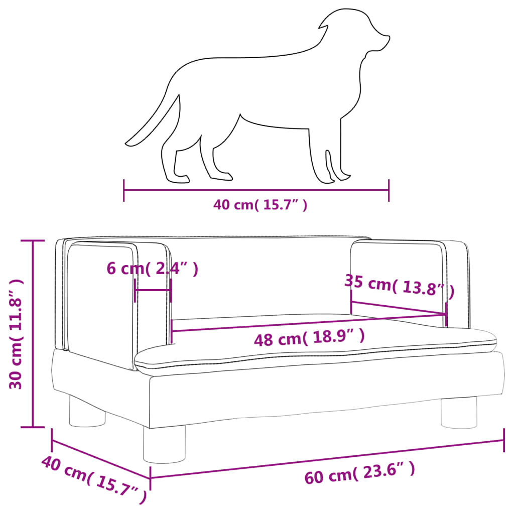 Hundebett Rosa 60x40x30 cm Samt