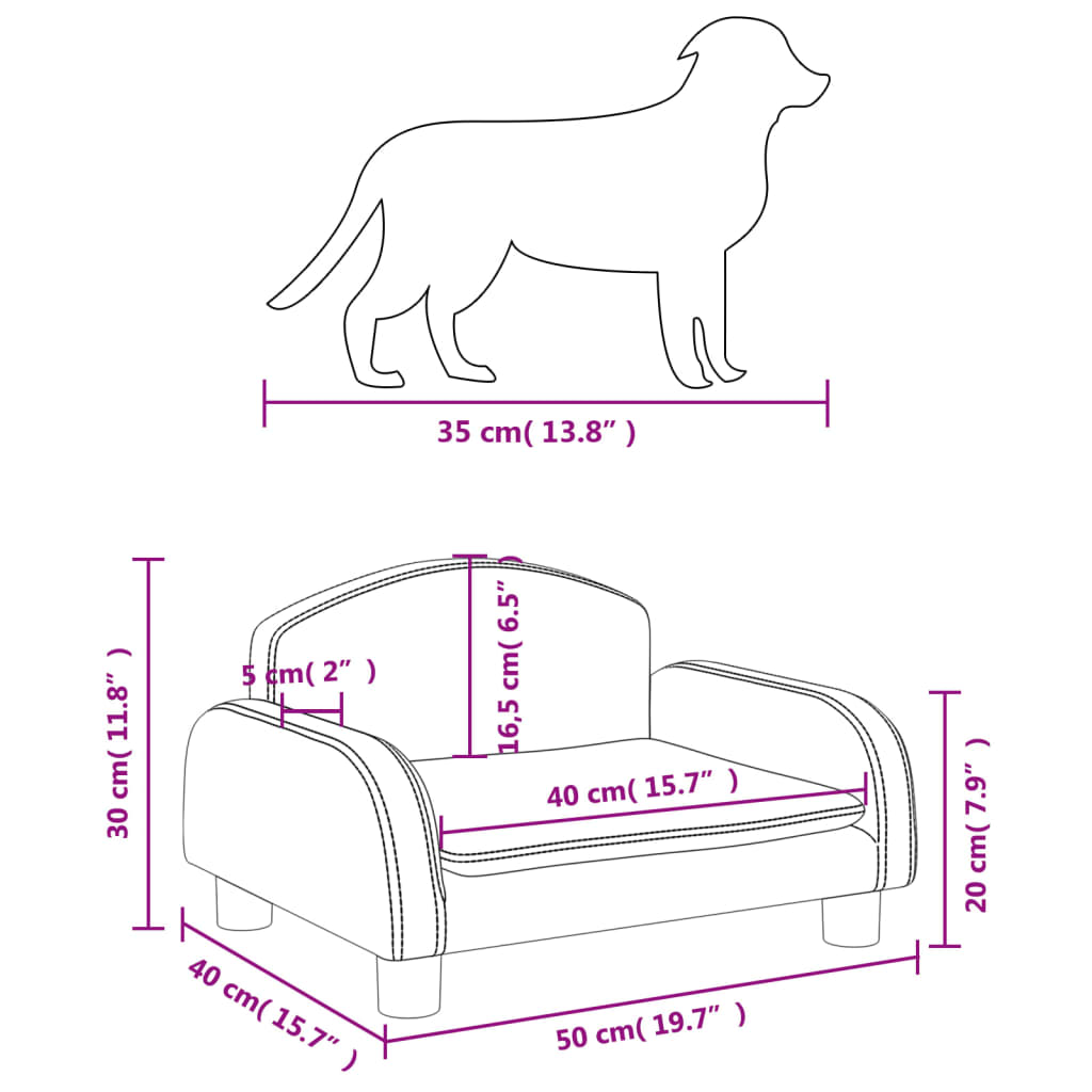 Hundebett Braun 50x40x30 cm Stoff