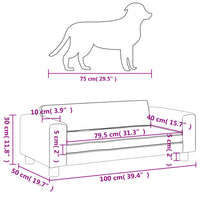 Hundebett mit Verlängerung Dunkelgrau 100x50x30 cm Samt