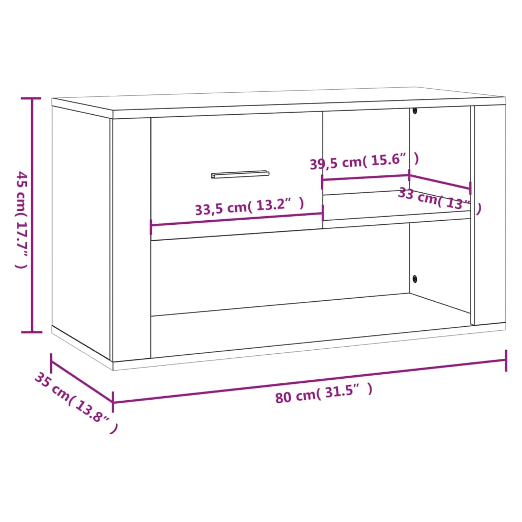 Schuhschrank Weiß 80x35x45 cm Holzwerkstoff