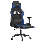 Gaming-Stuhl mit Fußstütze Schwarz und Blau Kunstleder