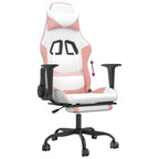Gaming-Stuhl mit Fußstütze Weiß und Rosa Kunstleder