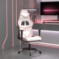 Gaming-Stuhl mit Fußstütze Weiß und Rosa Kunstleder
