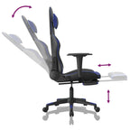 Gaming-Stuhl mit Fußstütze Schwarz und Blau Kunstleder
