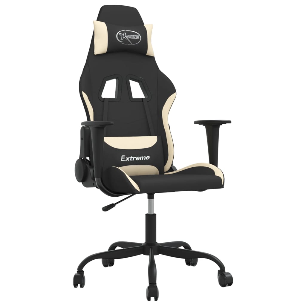 Gaming-Stuhl Schwarz und Creme Stoff