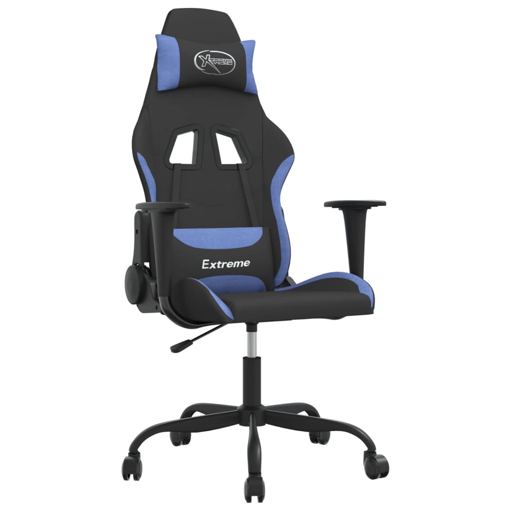 Gaming-Stuhl Schwarz und Blau Stoff