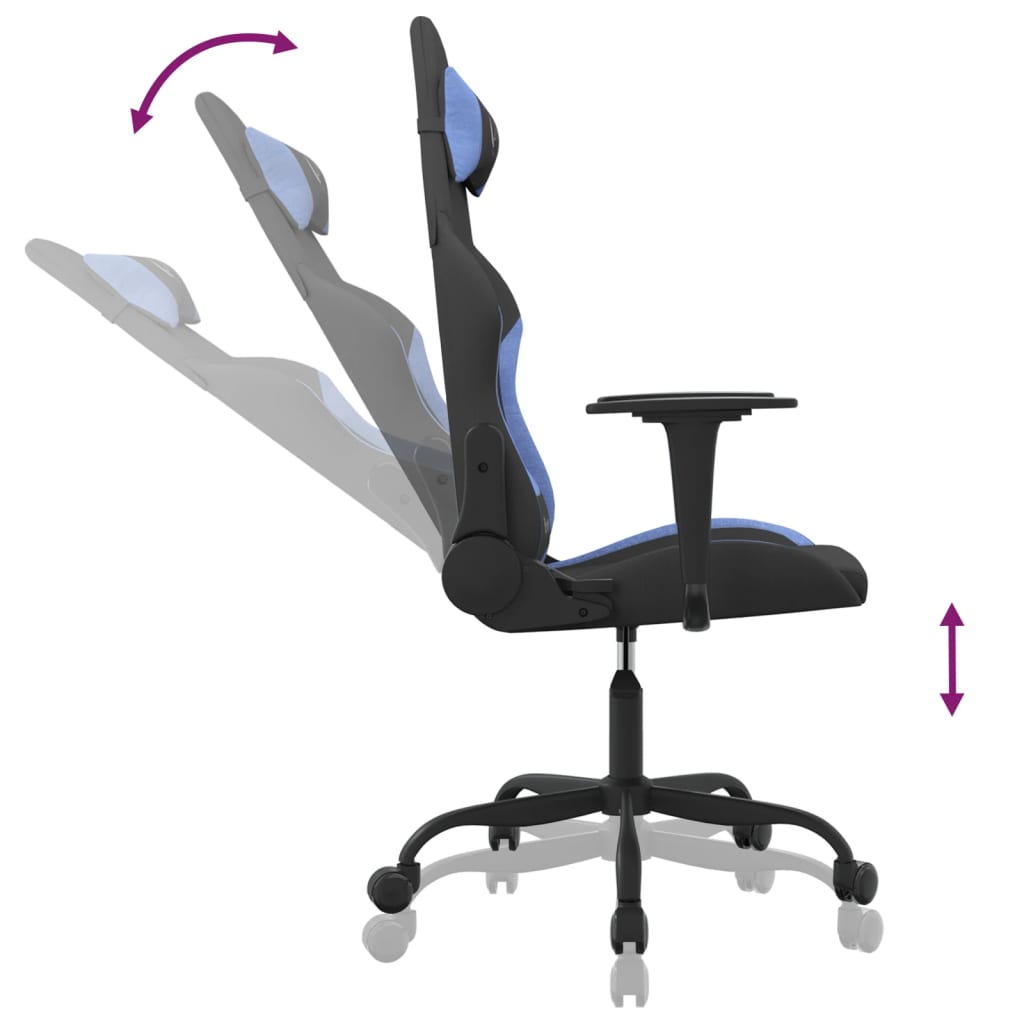 Gaming-Stuhl Schwarz und Blau Stoff