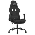 Gaming-Stuhl mit Fußstütze Schwarz Stoff