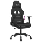 Gaming-Stuhl mit Fußstütze Schwarz Stoff